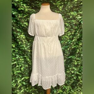 Lyaner Swiss Dot Summer Mini Dress White Prairie Women’s Large